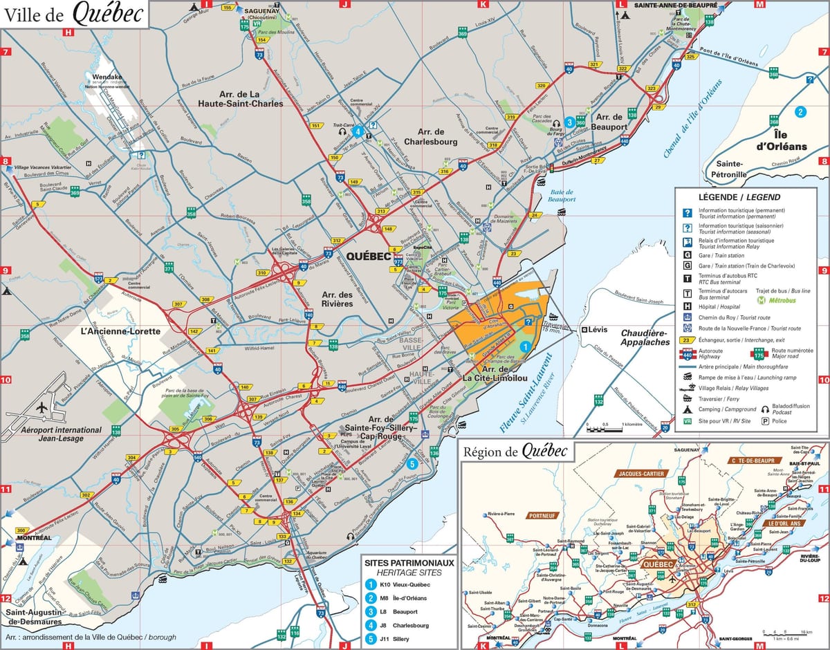 karta grada Quebec